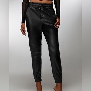 MISSGUIDED NATURAL WAIST VEGAN LEATHER JOGGER